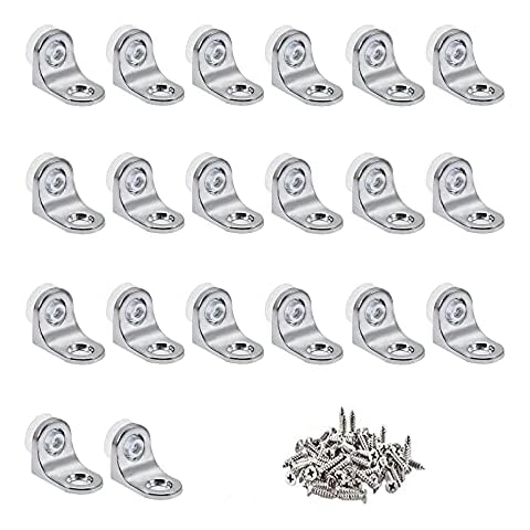 SHULLIN 20 pcs Glass Shelf Bracket 25mm L Shaped Stainless Steel Corner Braces Right Angle Corner Brackets Bracket Fastenerglass Metal Shelf Support with 40 Screws for Table Shelves Cabinet(Silver) Cover