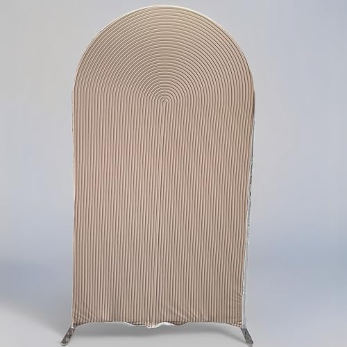 HUAYI Light Tan Ripples Pattern Arch Backdrop Cover for Birthday Party Wedding Baby Shower Decorations Chiara Backdrops Arched Wall Frame Stands Covers Props GP-454 2.5ft * 6ft by HUAYI - Image 2