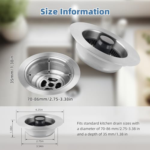 Colador para fregadero de cocina universal 3 en 1 acero inoxidable miniatura 2
