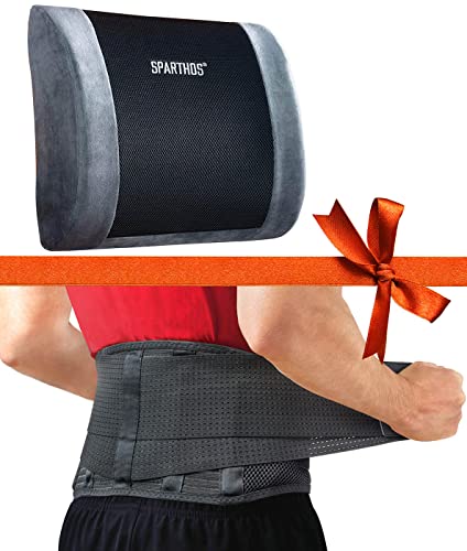Sparthos Back Support Belt [Size Large] Lumbar Support Pillow