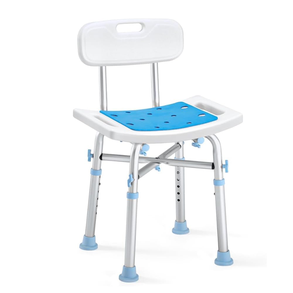 NEWFUN Taburete Ducha para Mayores，Taburete de Ducha，Taburete Ducha, Silla de Ducha Antideslizante y Regulable en Altura, Taburete de Ducha Antideslizante, Montaje Sin Herramientas, 150 KG