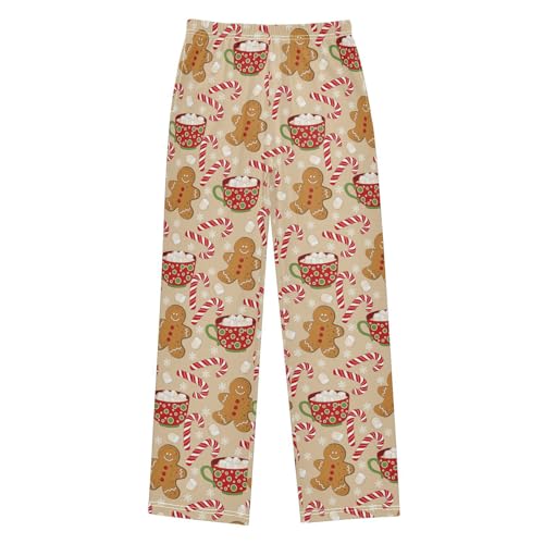 Boys' Pants Cute Gingerbread Man Cane Long Bottoms Jogger Pants Elastic Waist Trousers with Pockets S-XL