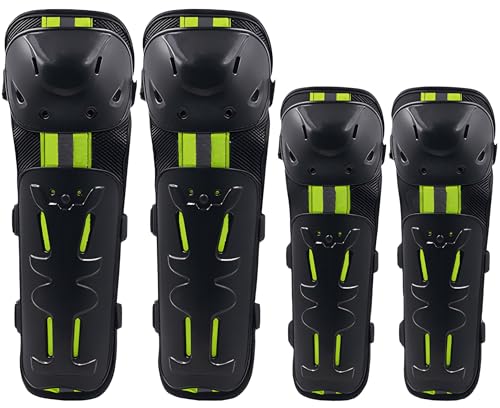 Image of ELTRON TURBO Imported Breathable Adjustable Elbow & Knee Guard Pads Brace Attractive PROTACTIVE Bikers and Riders Motorcycle Protector Free Size Black Green Color Design (2Pc Elbow And 2pc Knee Pads)