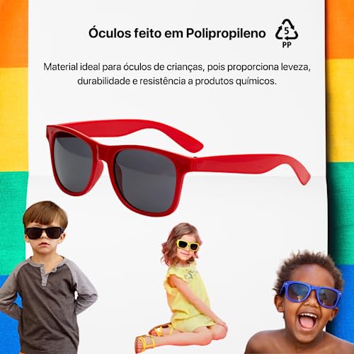 Kit 10 Óculos Escuro Infantil Kids New Wave Standard WF Quadrado Com Proteção UV Festa Balada Casame