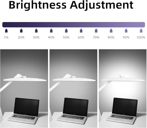 BRAVECOW Daylight Task Lamp LED Desk Lamp Clip Folding Craft Light, Stepless Dimming, 3 Light Modes Eye Protection Desk Lamp Touch Dimmable Eye-Caring Study Reading - Image 6