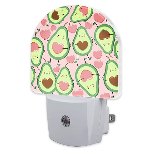 Image of Cute Pink Avocado Night Light for Kids, Heart Shaped Avocado Night Light Plug in with Dusk to Dawn Sensor, 0.5w Energy Saving Sleep Friendly Nightlight for Hallway Stairway Kitchen Bedroom