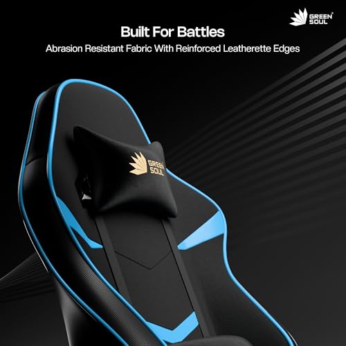 Image of Green Soul Monster Ultimate Series T | Multi-Functional Ergonomic Gaming & Office Chair| Premium Spandex & PU Leather Fabric | Adjustable Neck, Lumbar Pillow | 4D Adjustable Armrests (Black Blue)
