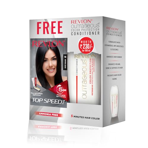 Image of REVLON Top Speed Hair Color For Woman - Natural Black 70 (with Outrageous Conditioner 190 ml) (3S10978E16463670)