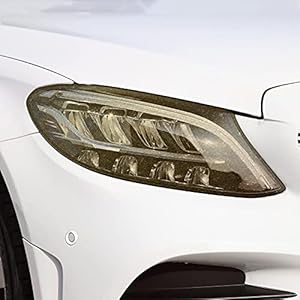CGFZNUB Auto Koplamp Beschermfolie Koplamp Transparant Zwart TPU Sticker (Voor Mercedes Benz C Klasse W205 2015-On…