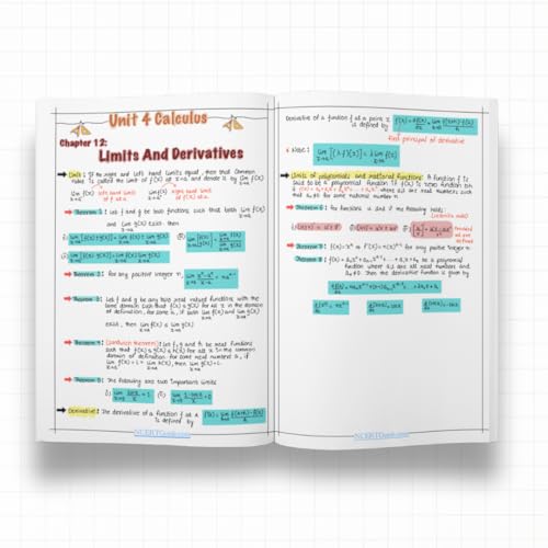 Image of Class 11 Mathematics Formula Sheet 2026-27 Edition | Handwritten Colorful Notes Book | CBSE NCERT Quick Revision Guide for Formulas & Concepts