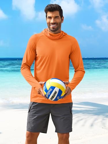 Image of PINSPARK Men's Sun Protection Hoodie with Mask UPF 50+ UV Long Sleeve Shirt Men Rash Guard Performance Fishing Hiking Shirt