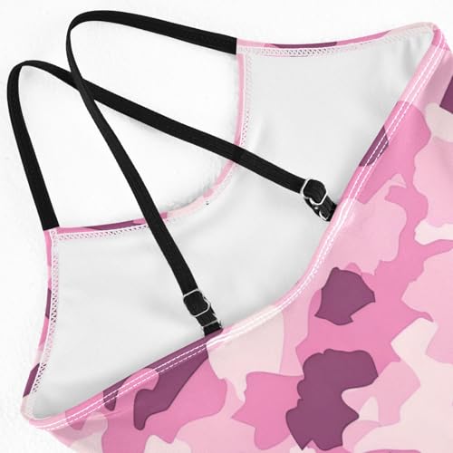 Pink Camouflage Military Pattern Girls One-Piece Swimsuit Beach Bathing Suit4