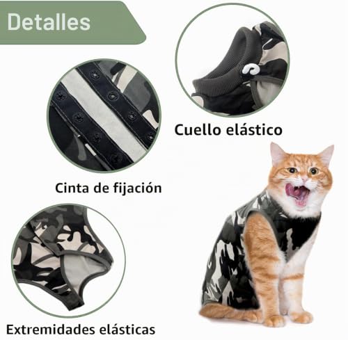 Miniatura 2 de Voarge Traje De Recuperación Para Gatos, Mono Post-Cirugía Para Gatos, Antiparche, Evita Lamerse Después De La Cirugía, Para Usar Durante El Destete Y El Calentamiento, Traje De Recuperación Para