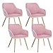 Produktbild Lestarain 4 Stücke Esszimmerstuhl, Küchenstuhl Wohnzimmerstuhl Sitzfläche aus Samt Polsterstuhl mit Armlehne Metallbeine Polstersessel Stuhl für Esszimmer Wohnzimmer Küche, Rosa