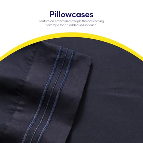 Image of 1500 Supreme Collection Extra Soft Split King Sheets Set, Navy Blue - Luxury Bed Sheets Set with Deep Pocket Wrinkle Free Bedding, Over 40 Colors, Split King Size, Navy