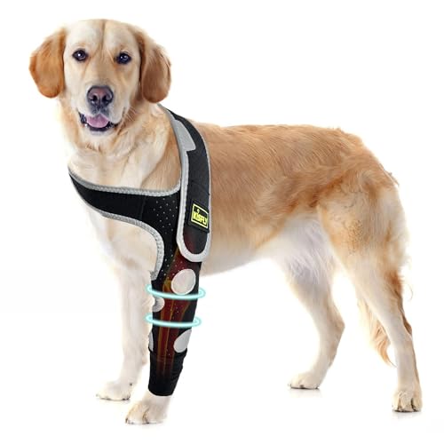 Dog Shoulder & Elbow Brace – Anti-Licking Sleeve for Shoulder Dislocation, Elbow Injuries, Postoperative Recovery – Reflective, Breathable Dog Front Leg Brace Support, Cone Alternative – Left Leg, L