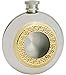 Flacon de Hanche Rond en Étain de 6 oz avec Trou de Port en Laiton Au Centre Grand Cadeau