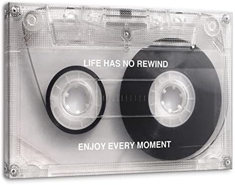 Office Canvas Wall Art Motivational Wall Decor Music Casual Poster Retro Black White Art Cassette Tape Posters Inspirational Poster Modern Pop Art Painting for Living Room Ready to Hang-24"Wx18"H