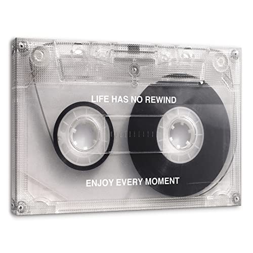 Office Canvas Wall Art Motivational Wall Decor Music Casual Poster Retro Black White Art Cassette Tape Posters Inspirational Poster Modern Pop Art Painting For Living Room Ready To Hang-24"Wx18"H #TOP2