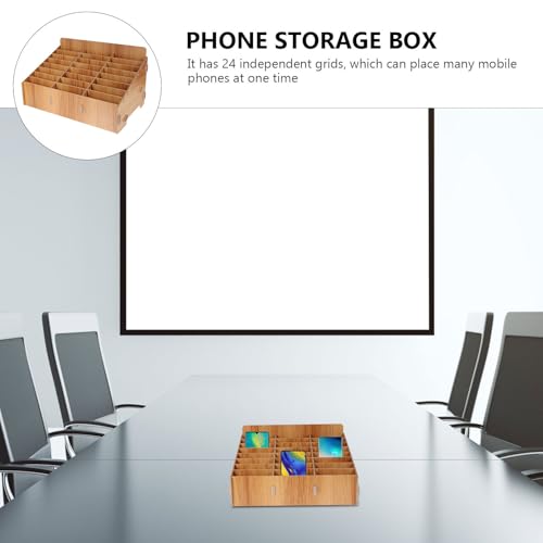 Cases bois pour téléphones et support multigrille de bureau marron - 4