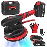 DEWINNER Fliesenvibrator, Fliesenmaschinen 6 Gänge Einstellbar, Fliesenrüttler mit akku Vakuum Saugheber für 0,3-2m Fliesen, 120kg Adsorption (Mit 2 Akkus und LCD-Display)
