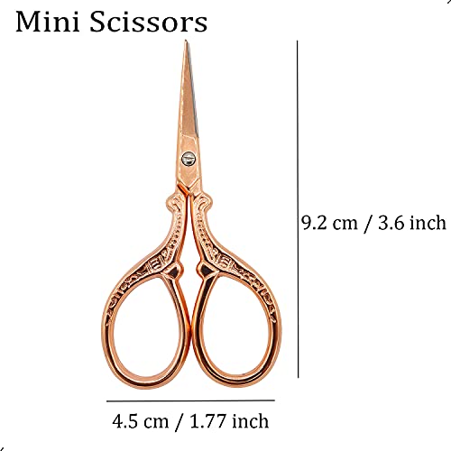 Sixqjzml 1 Pack Antique Vintage Style Scissors Cutter Cutting Embroidery Cross Stitch Sewing Tool - Rose Gold Small Scissors For Office Kids Pack Bulk (Mini 3.6" X 1.77") #TOP1