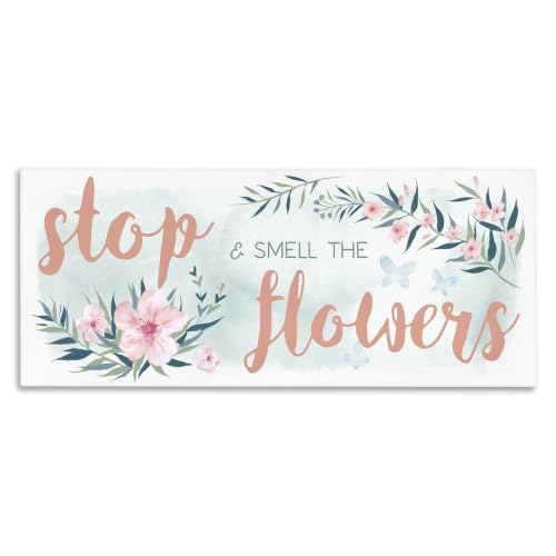 Stupell Industries 'Stop and Smell the Flowers Sentiment Pink'| Canvas Art