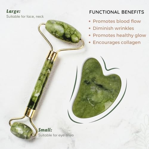 Image of Ice Roller,Face Stone Roller Massager with Gua Sha Jade Roller Stone and 3D Massager Roller Set Facial Combo For Skin Eye Body Ice Cube Roller Women Men Reusable (Pack of 1)