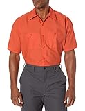 Red Kap Men's Standard Industrial Work Shirt, Regular Fit, Short Sleeve, Orange, Small