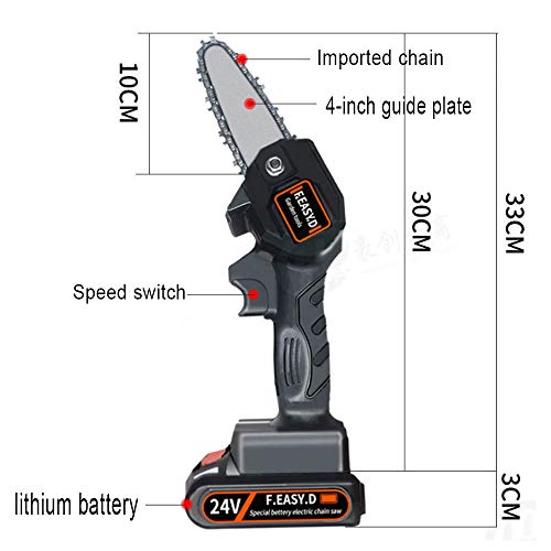 DHQH Mini Chainsaw 4-Inch Cordless Power Chain Saws, Portable Electric Chainsaw, Pruning Shears Chainsaw for Courtyard Tree Branch Wood Cutting -Black