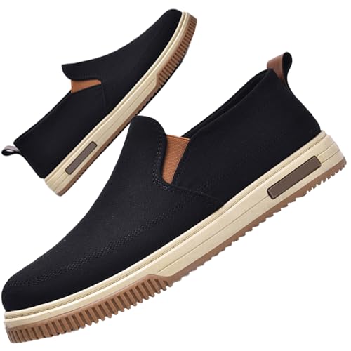 AZMAHT Mocassins orthopédiques à Enfiler pour Homme Chaussons Mocassins intérieur et extérieur Largeur étendue Pantoufle OrthopéDiques Homme,Noir,43 EU