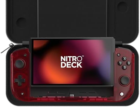 CRKD Nitro Deck Limited Edition with Carry Case - Professional Handheld Deck with Zero Stick Drift for Nintendo Switch and Switch OLED (Atomic Red - Crystal Collection)