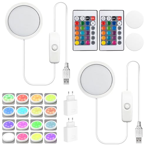2 Stück 3D-Drucker Led-Lampen-Kit für BambuLab A1/A1mini/P1S/P1P/X1C, 16 Arten RGB Licht, 3D Printer Led Lamp Kit, Kreative Nachtlicht Modell Ersatzteile für 3D Drucker Zubehör, mit Usb-Adapter