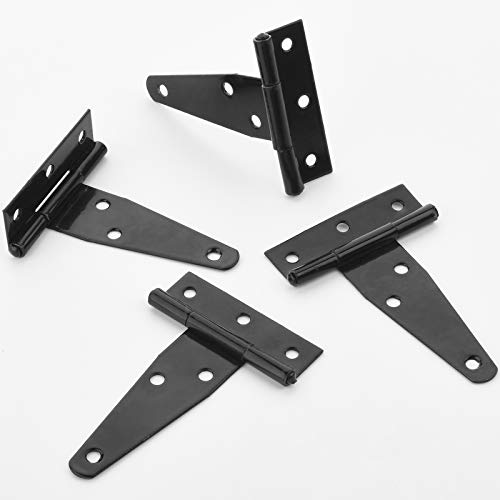 4 Pcs Black T-Strap Shed Hinge Heavy Rustproof Duty Gate Strap Hinge Tee Hinge Barn For Wooden Fences Door Window (3 Inch) #TOP2