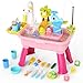 GGRH 2026 Upgraded Water Table for Toddlers 1-3 - Outdoor Toys for Kids Ages 4-8 with Pump, Summer Outside Sensory Activity Pool Toys, Kitchen Play Sink Toy with Running Water, Fishing Toy, Pink