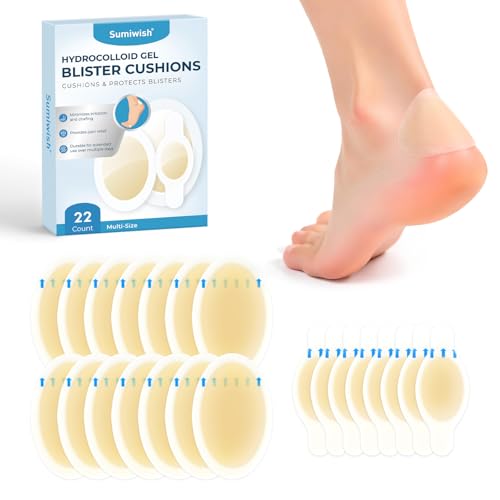 Sumiwish Apósitos Hidrocoloides 22 Uds Parches Hidrocoloides Impermeables, Apósitos Adhesivos para Talón, Dedos Protector Anti-rozaduras para Ampolla en el Pie Tiritas Doméstico General -Toe&Heel Pack