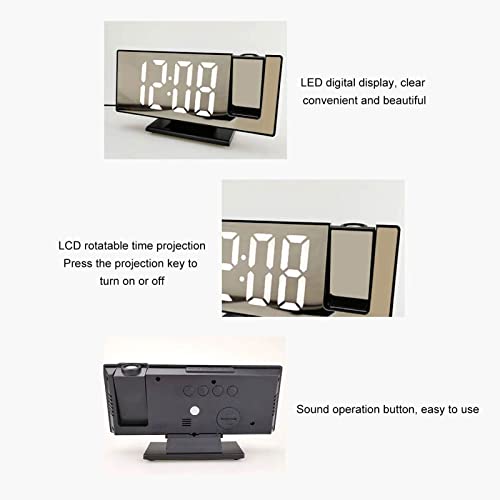 Haofy Digital Projection Alarm Clock For Bedroom, Led Mirror Electronic Clocks With Projection On Ceiling Wall, 180° Projector, Battery Powered With Usb Charger, For Adults Kids(White Light) #TOP3