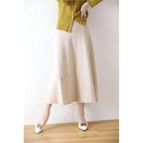 Women's Autumn/Winter Merino Wool Knitted Medium Length Skirt High Waist Comfortable and Fashionable A-line Office Skirt4