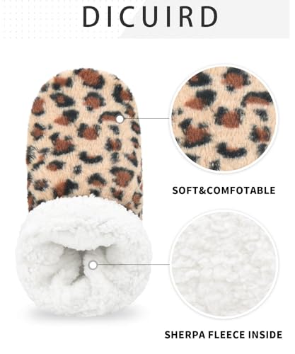 Image of DICUIRD Womens Thick & Warm Slipper Socks with Grippers - Christmas House Slippers