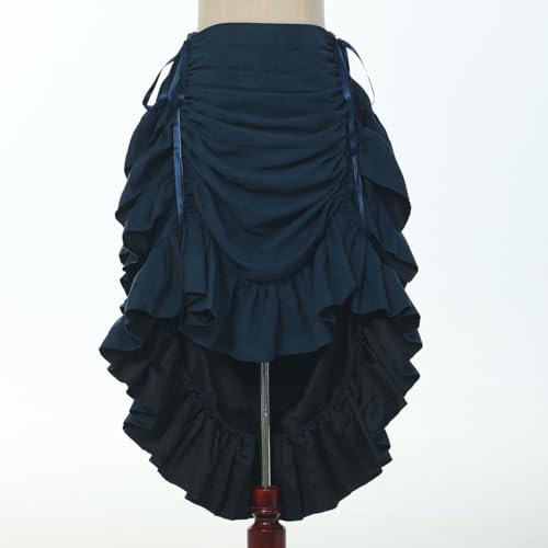 GRACEART Women's Steampunk Skirt Adjustable Ruffle Gothic Vintage Skirt, Suede Blend (Dark Blue) - Image 2