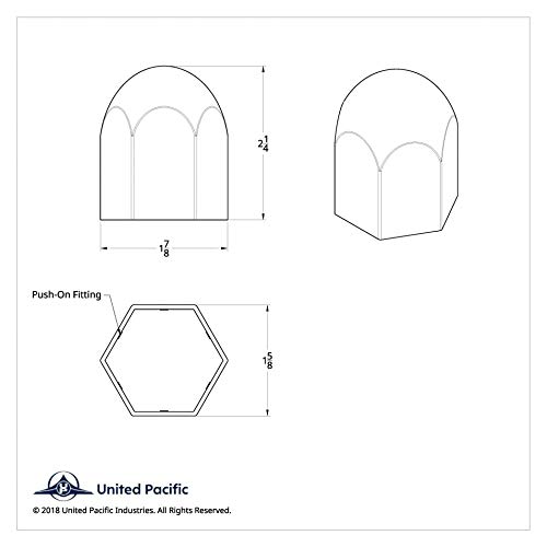 United Pacific 10057Cb - Wheel Lug Nut Cover Set - 1-1/2" X 2-1/4" Chrome Plastic Standard Nut Cover - Push-On (60/Pack) #TOP2
