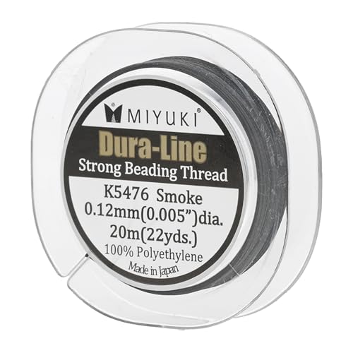 Miyuki Dura-Line Beading Thread – Durable Braided String, Smoke, 0.12 mm in Diameter, 20-Meter Spool