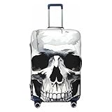 FZQVSLCM White and gray skull graphics Travel Luggage Cover Elastic Washable Suitcase Protector Anti-scratch Thicken Baggage Covers Fit 18-32 Inch X-Large