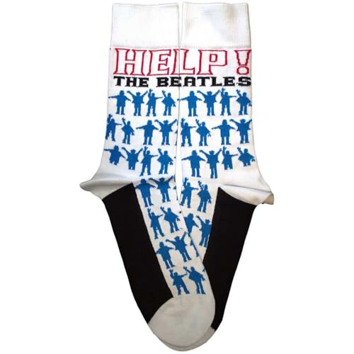 Rock Off officially licensed products The Beatles Help Silhouettes Repeat Ankle Socks Size One Size - Les Beatles, Paul McCartney, John Lennon, RIngo Starr, George Harrison Rock Off officially licensed products The Beatles Help Silhouettes Repeat Ankle Socks Size One Size