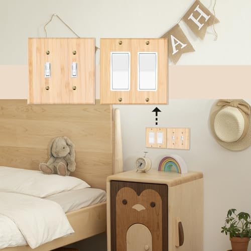 1 Pcs Solid Wood Outlet Covers Light Switch Plate Bamboo Switch Plates And Outlet Covers Durable Quality Raw Wooden Light Switch Cover Decorative Single Rocker Wall Plate