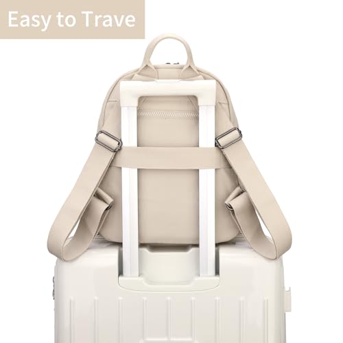 Image of Tanweibago Mini Nylon Women Backpacks,11L Small Ladies backpacks Casual Lightweight Women Shopping Travel Daypack (Z1-beige)