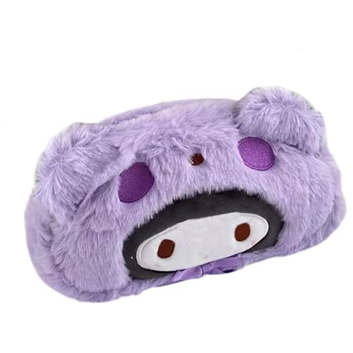 Image of FunBlast Fur Pencil Pouch for Girls - Cute Cartoon Animal Pouch, Multi-Purpose Zipper Case for School Kids, Cosmetic Pouch for Girls, Coin & Travel Pouches for School /Office (Purple)
