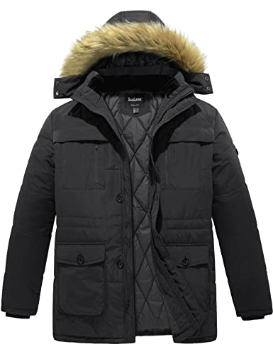 Image of Soularge Men's Big and Tall Winter Warm Heavy Hooded Parka Jacket