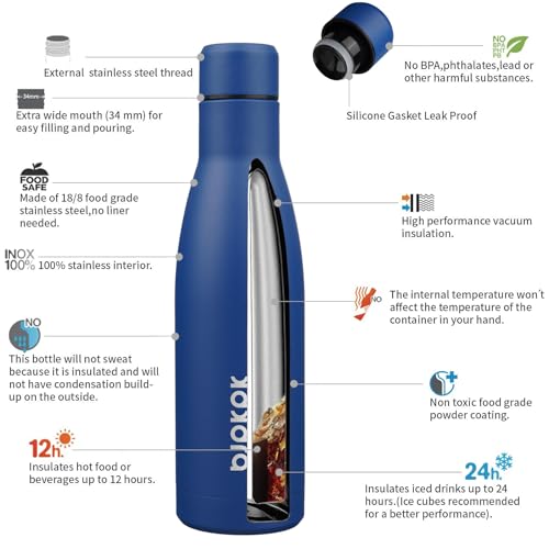 Image of BJPKPK 17oz Skinny Insulated Water Bottle, Stainless Steel Flask