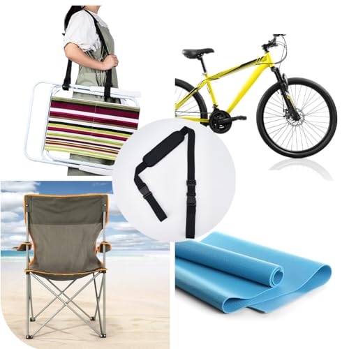 Image of GORGECRAFT Chair Carrying Strap Adjustable Beach Chair Backpack Anti-Slip Shoulder Straps Replacement Universal for Foldable Bikes Scooter Camping Backpacking Picnics Outdoor Black 106-176cm